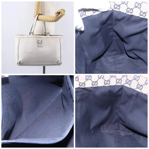 GUCCI Abbey Tote Bag Leather White Gold - Picture 16 of 16